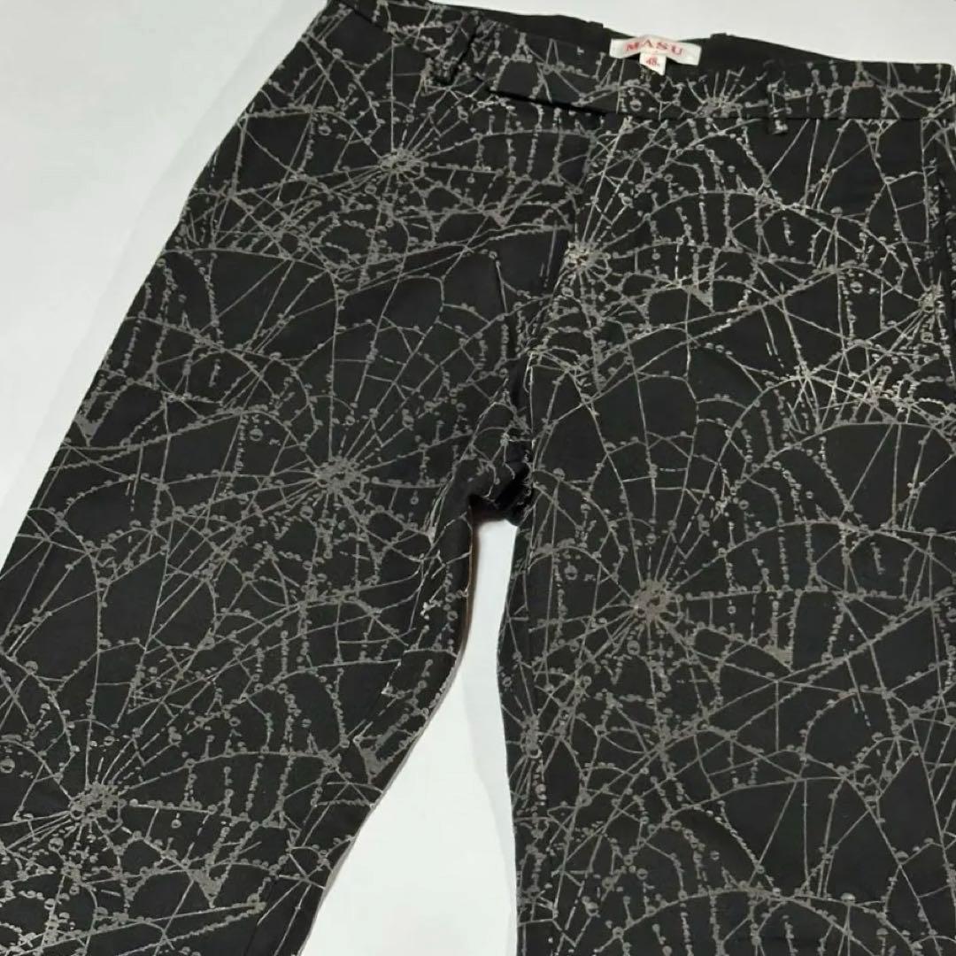 ち*す様 MASU 24AW FLOCKY WEB FLARE PANTS 蜘蛛