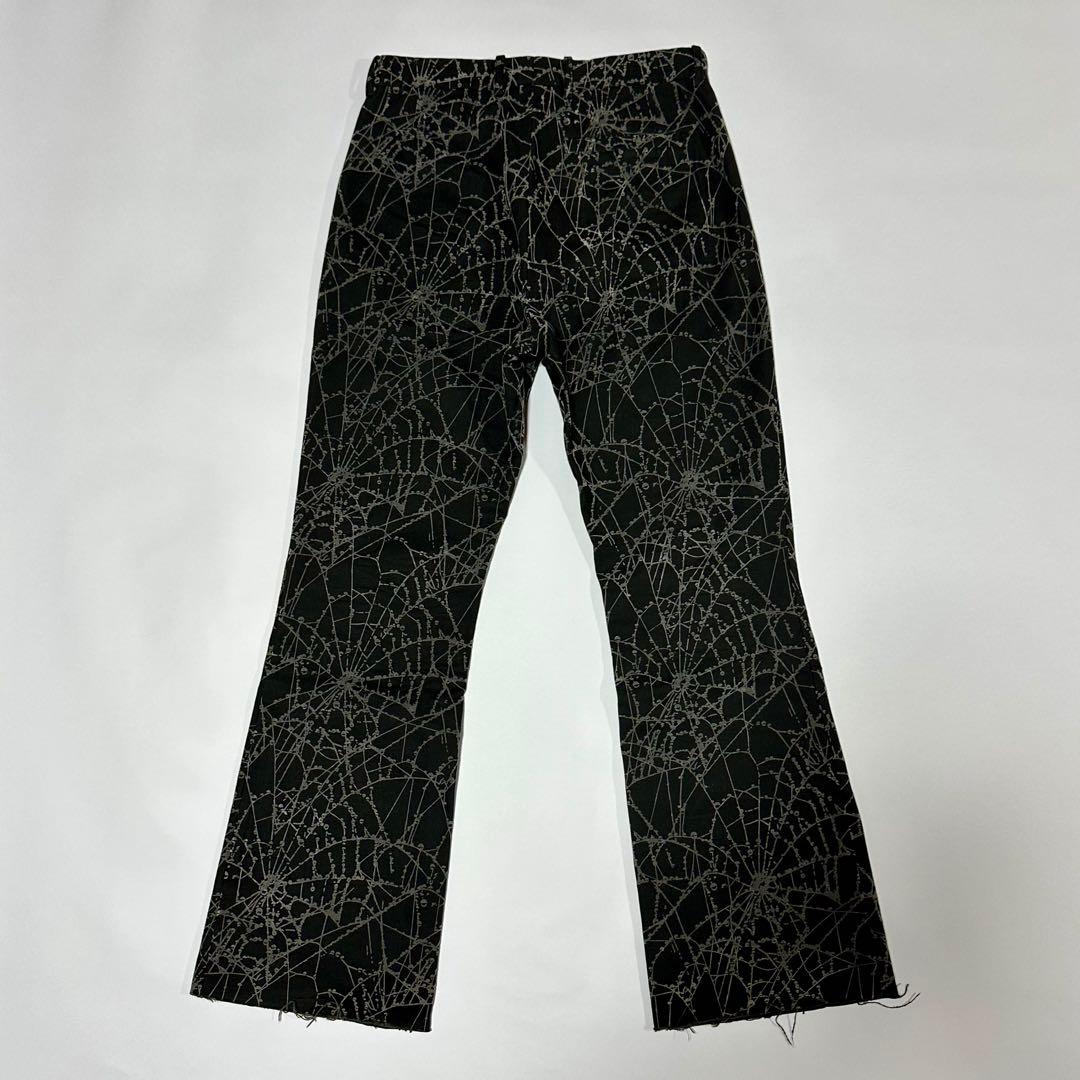 ち*す様 MASU 24AW FLOCKY WEB FLARE PANTS 蜘蛛