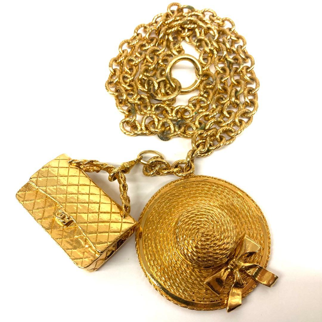 【超希少】シャネル CHANEL ネックレス マトラッセ 帽子 ゴールド ⭐︎