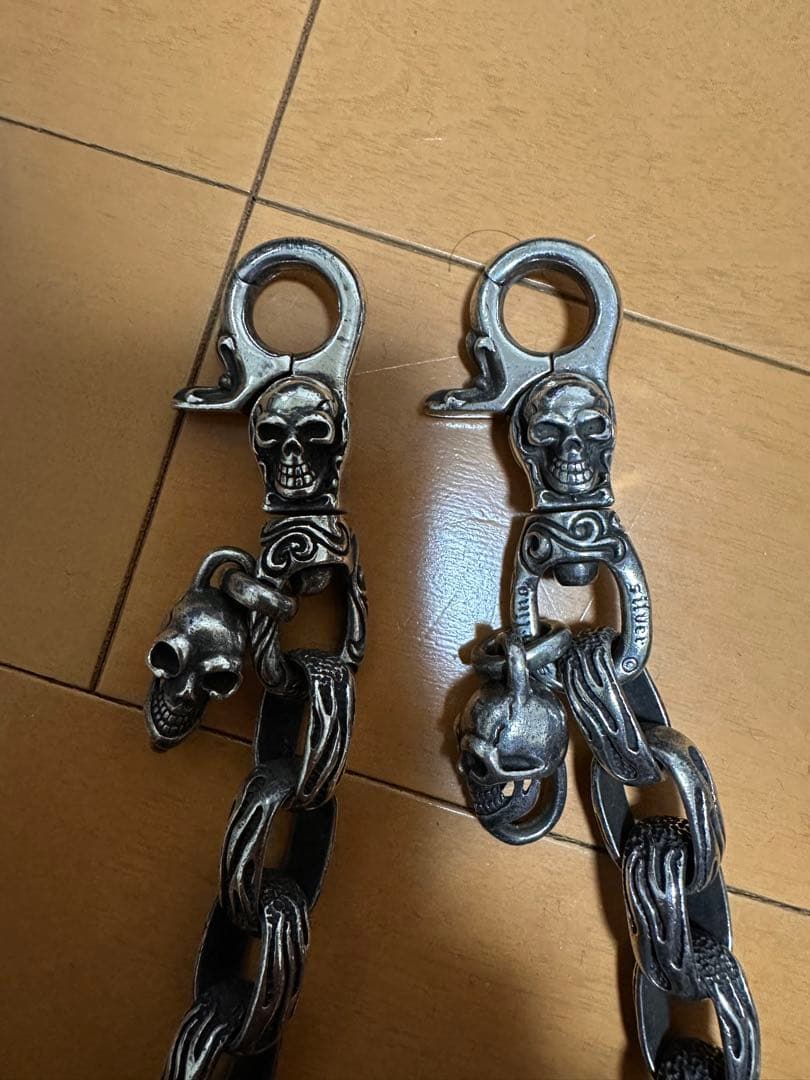 ヴィンテージスカルフレイムデザイン シルバー925 ウォレットチェーン