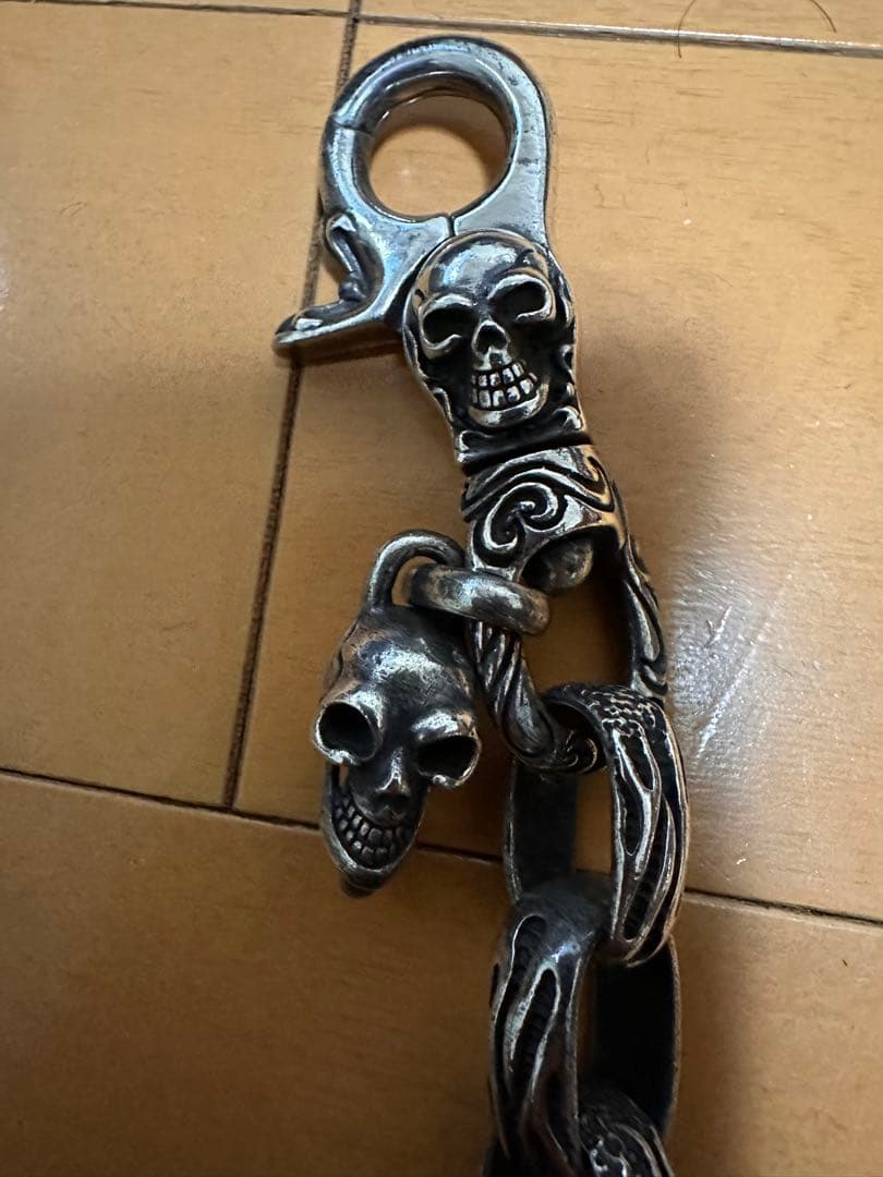 ヴィンテージスカルフレイムデザイン シルバー925 ウォレットチェーン