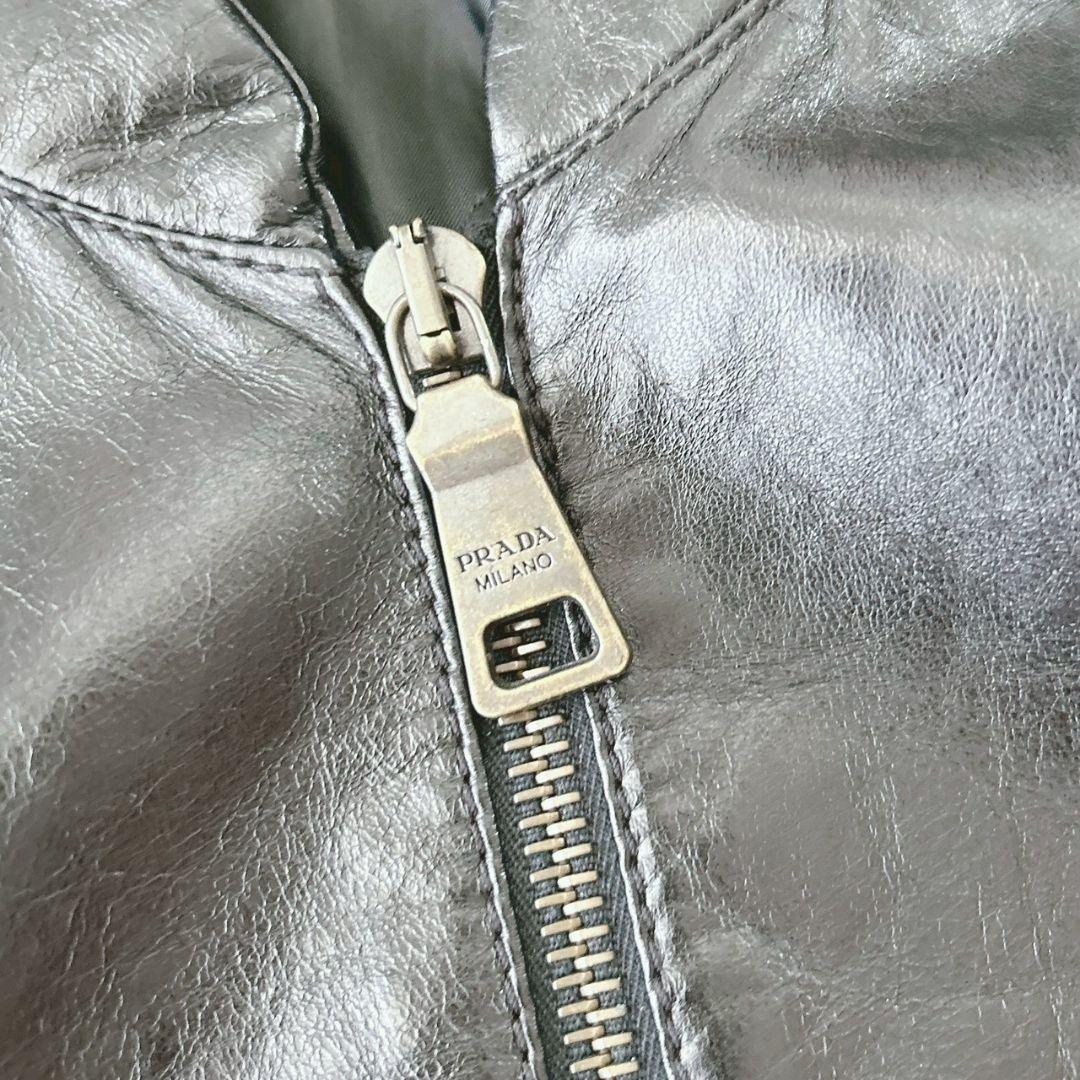 PRADA プラダ レザージャケット ブラック シングル ライダース 36