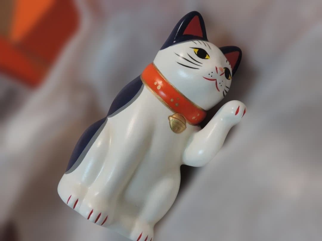 BEAMS JAPAN　まねき猫別3号　右左　藍＆橙色　未使用品開封　391K〇