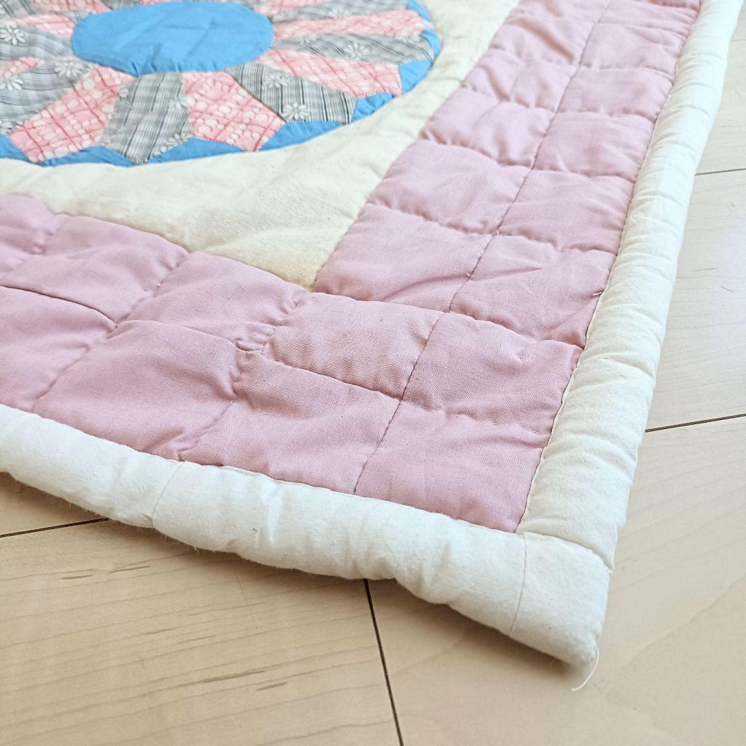 大判 ドレスデンプレート柄 パッチワークキルト ラグ ハンドメイド ヴィンテージ