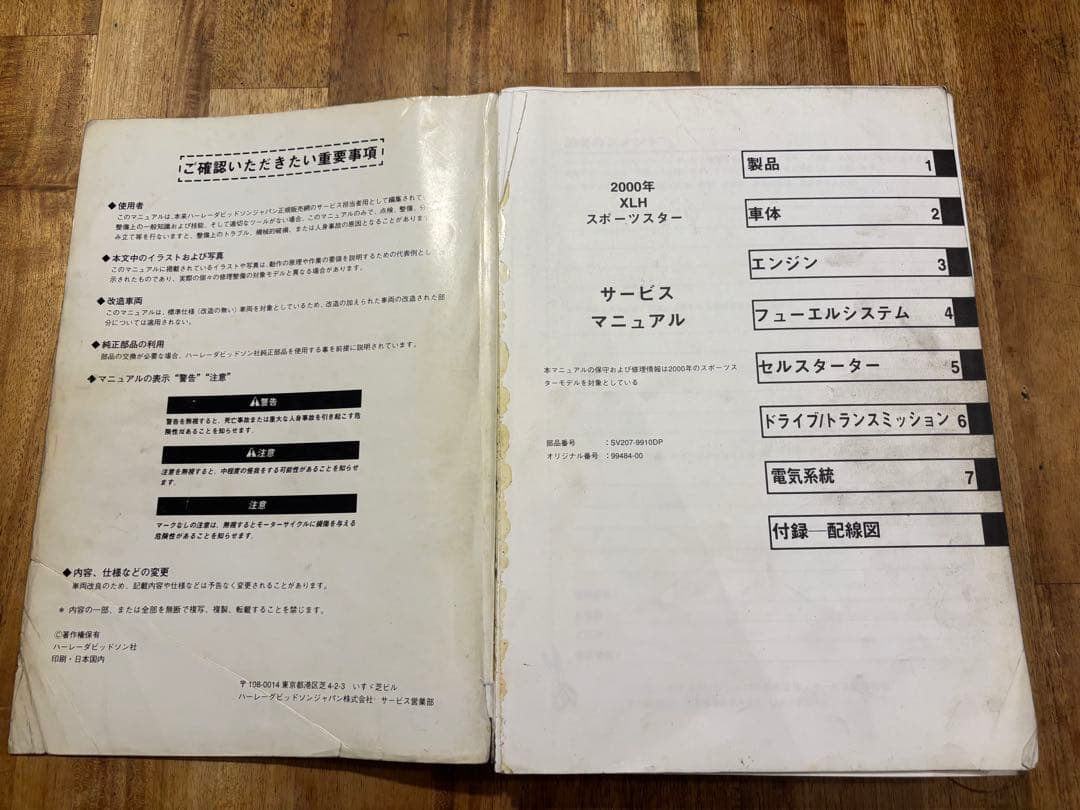 ハーレー　スポーツスター　サービスマニュアル　日本語版　2000 XLH