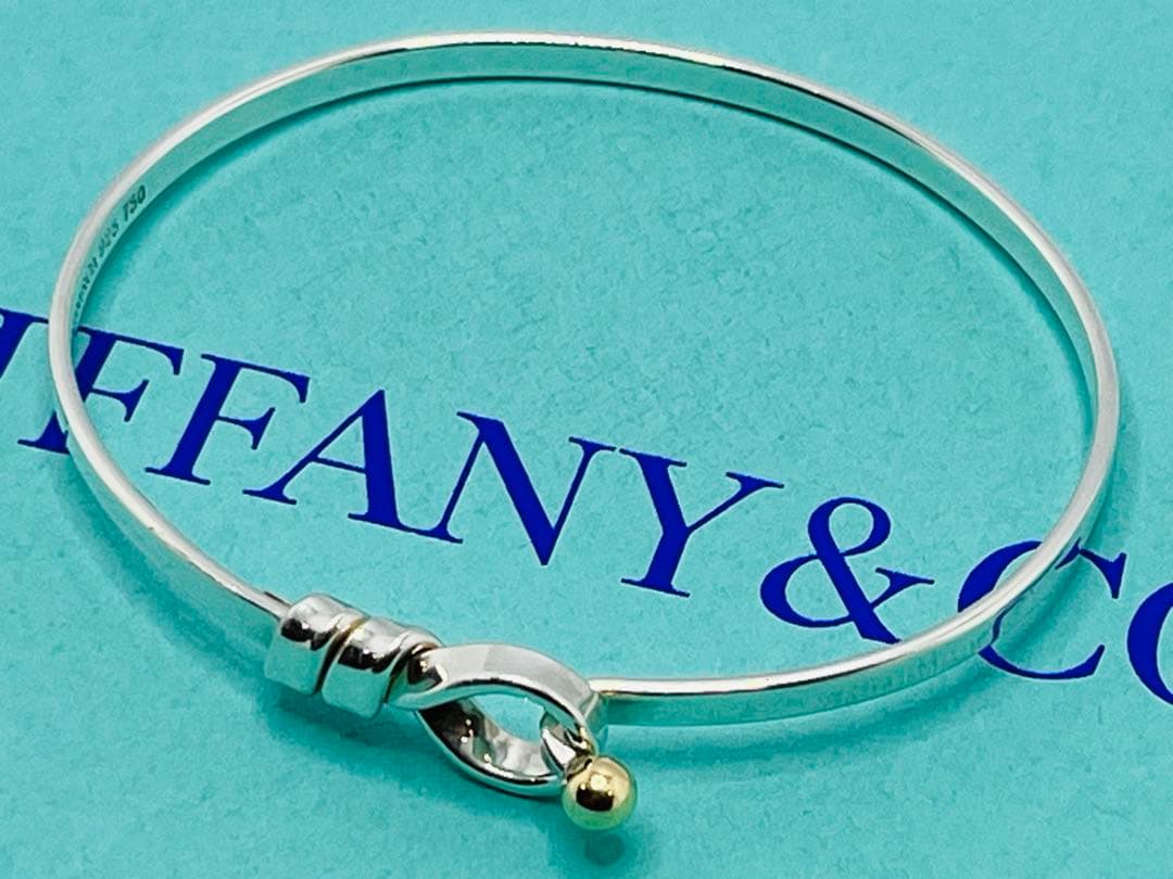 c630 美品　ティファニー　ラブノット　フック&アイ　バングル　750/925