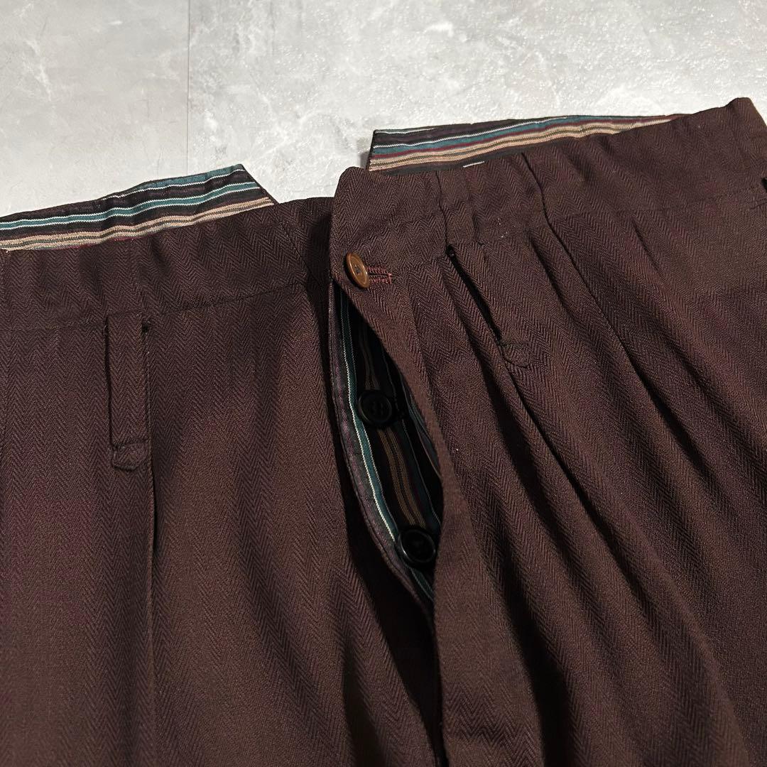 50s vintage ツータックスラックス ブラウン ワイド ロカビリー 古着