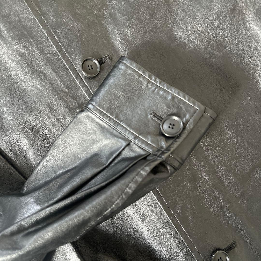 H BEAUTY&YOUTH ブラックレザーシャツジャケット