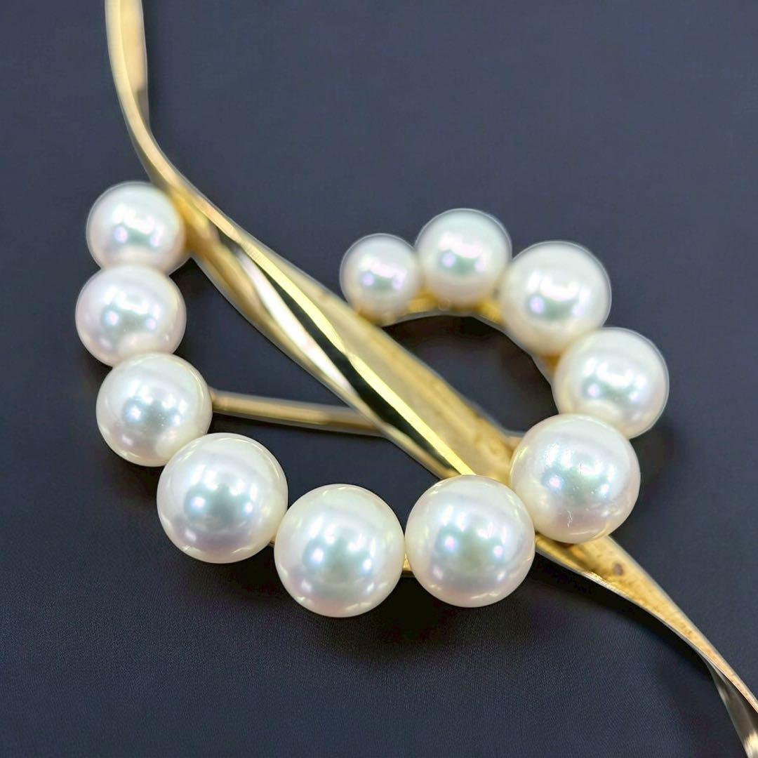 【極上】ミキモト　K18 アコヤ　本真珠　パール　ブローチ　コサージュ