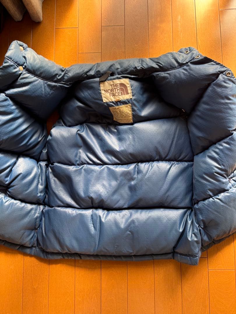 THE NORTH FACE 茶タグ、ダウンベスト S、70s、ネイビー