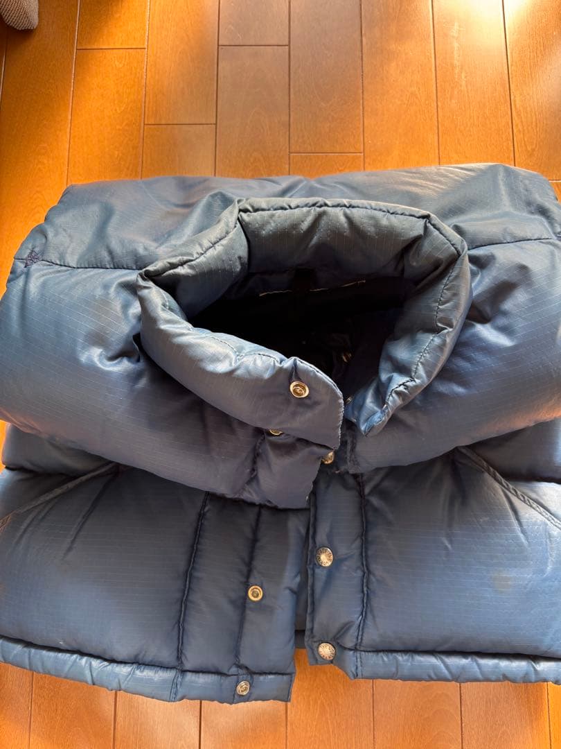 THE NORTH FACE 茶タグ、ダウンベスト S、70s、ネイビー