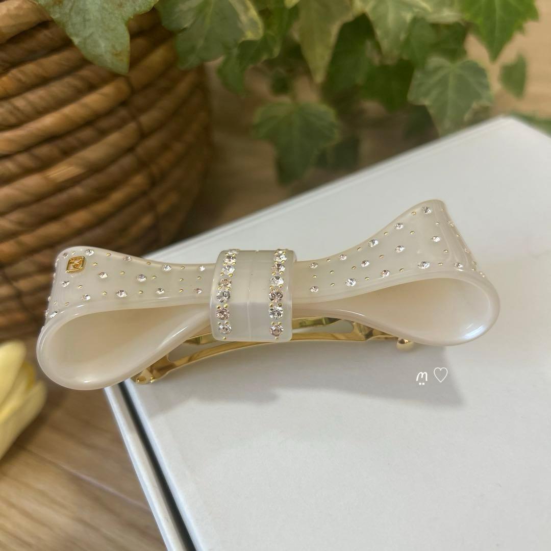 アレクサンドルドゥパリ　スワロフスキーリボンバレッタ　髪留め　ヘアアクセサリー