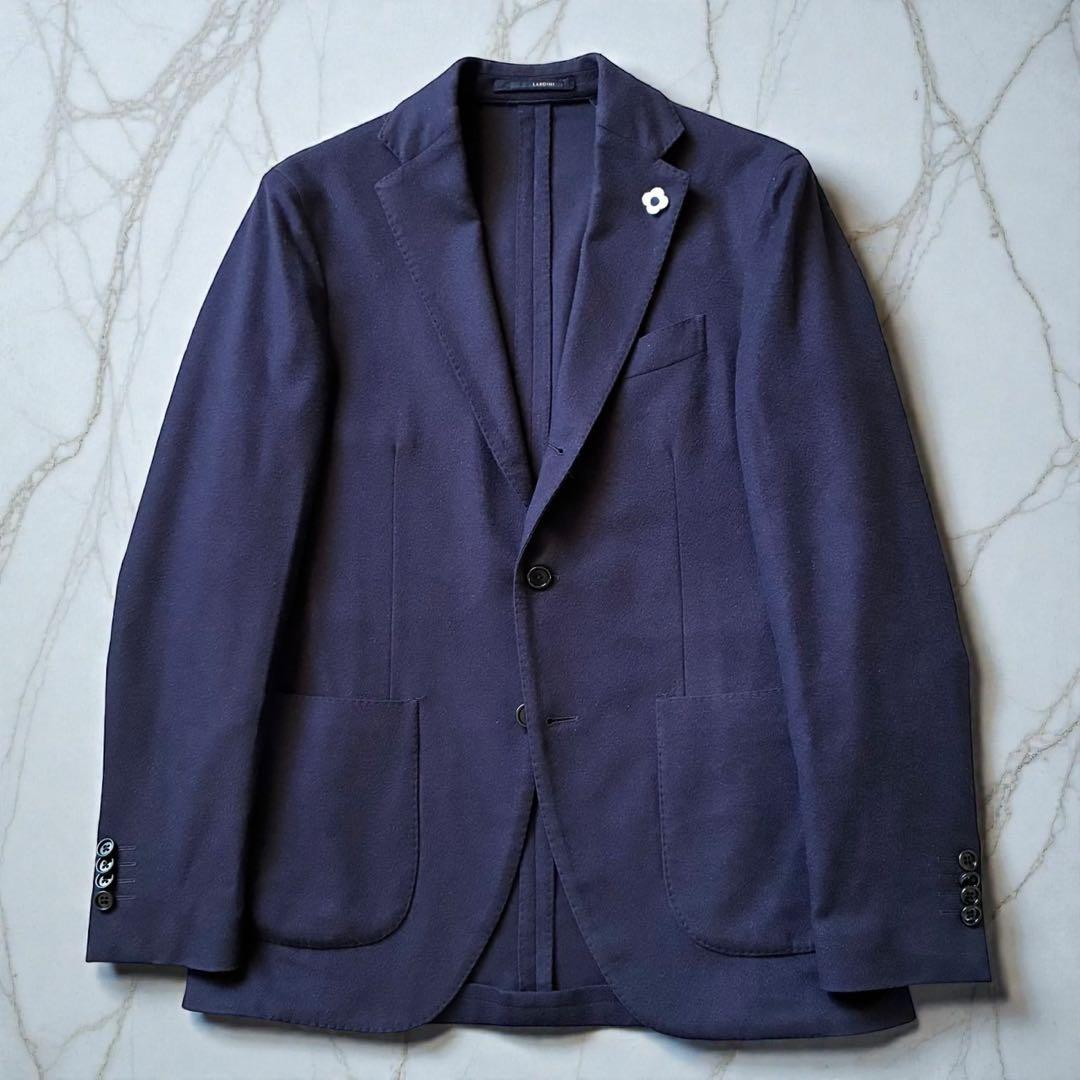 LARDINI 最高級カシミヤ&ウール テーラードジャケット 紺ブレ 46