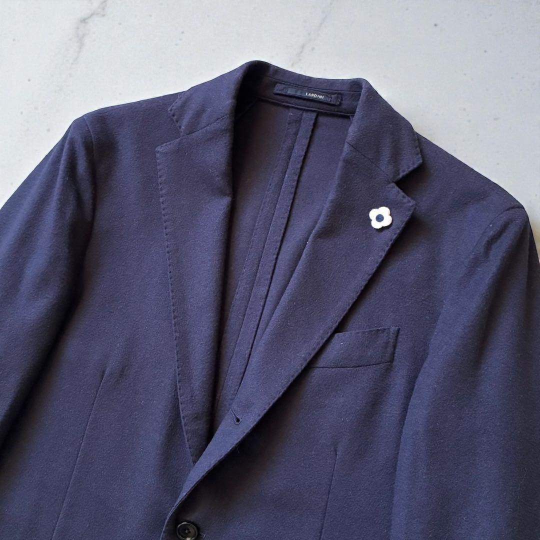 LARDINI 最高級カシミヤ&ウール テーラードジャケット 紺ブレ 46