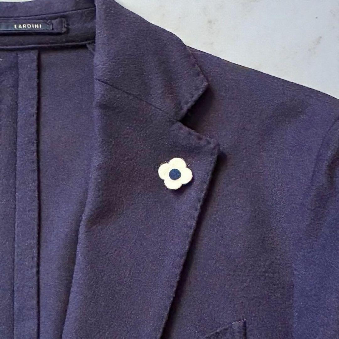 LARDINI 最高級カシミヤ&ウール テーラードジャケット 紺ブレ 46