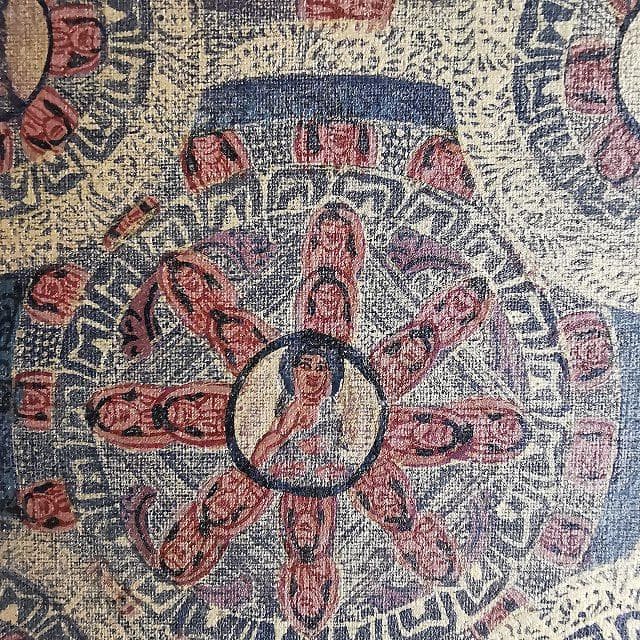 【五仏曼荼羅】　アンティーク　大　ハイクオリティ　：　タンカ　仏画（額縁なし）