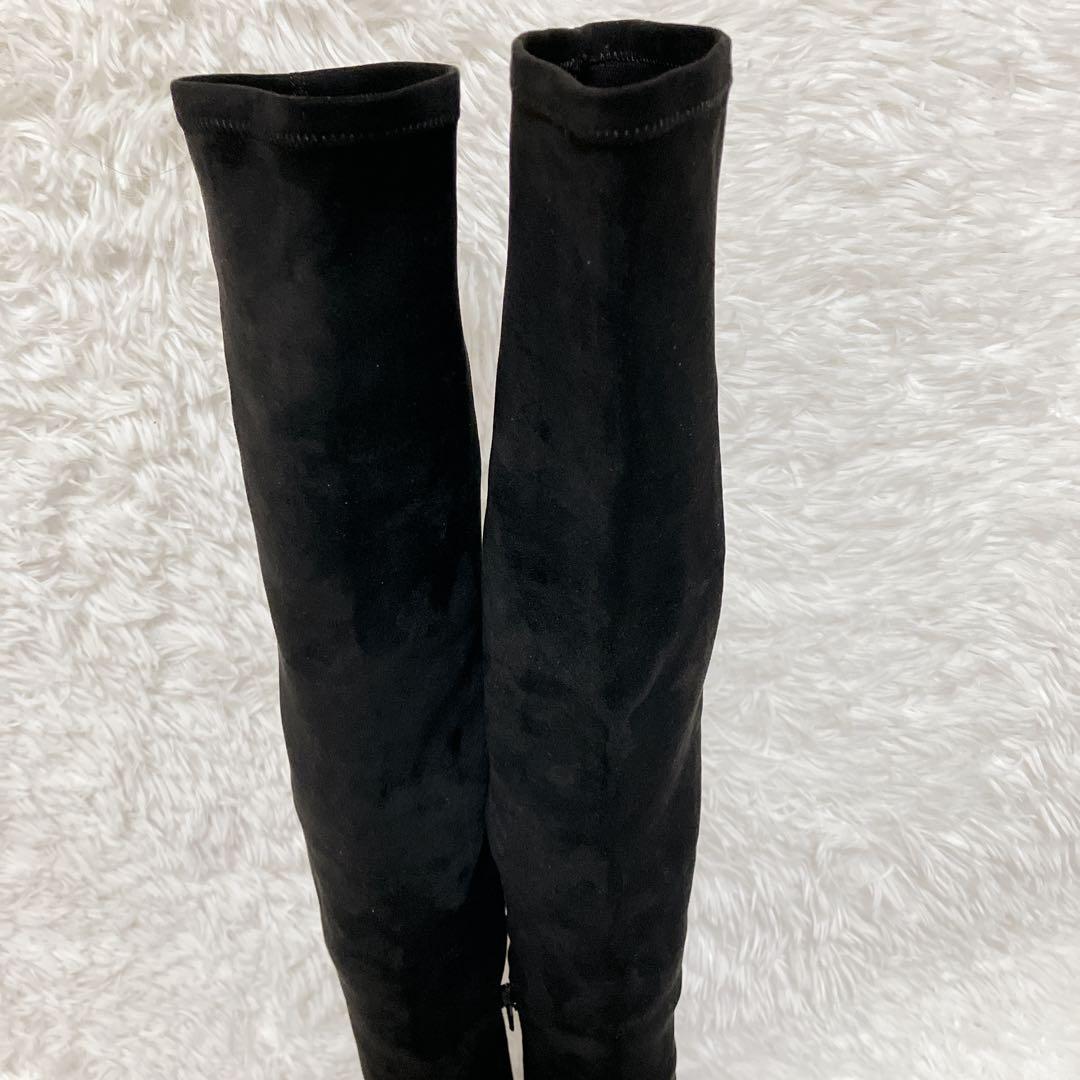 未使用品　EMODA スクエアフィットロングブーツ　S ニーハイブーツ　黒　厚底