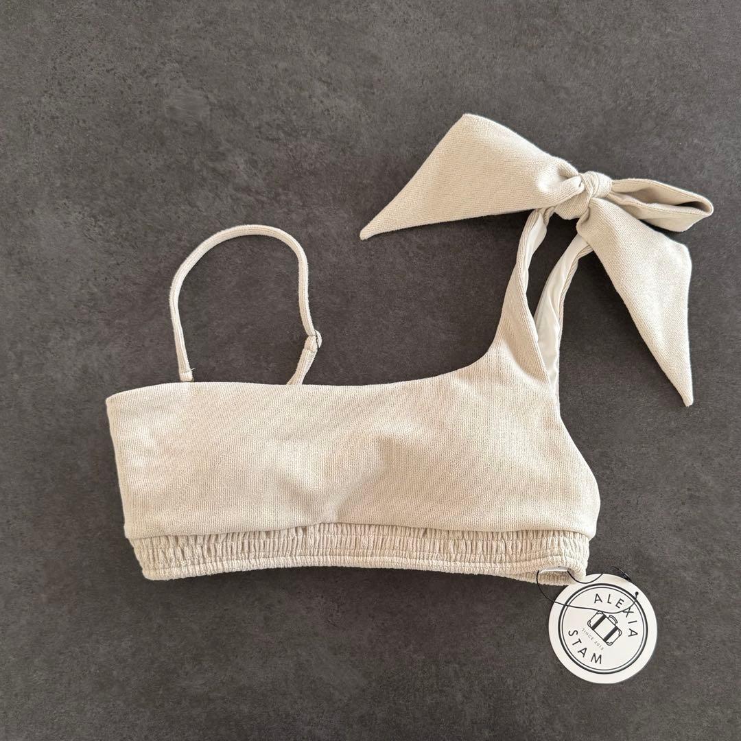 ALEXIA STAM ワンショルダーリボントップス ビキニ 水着 S