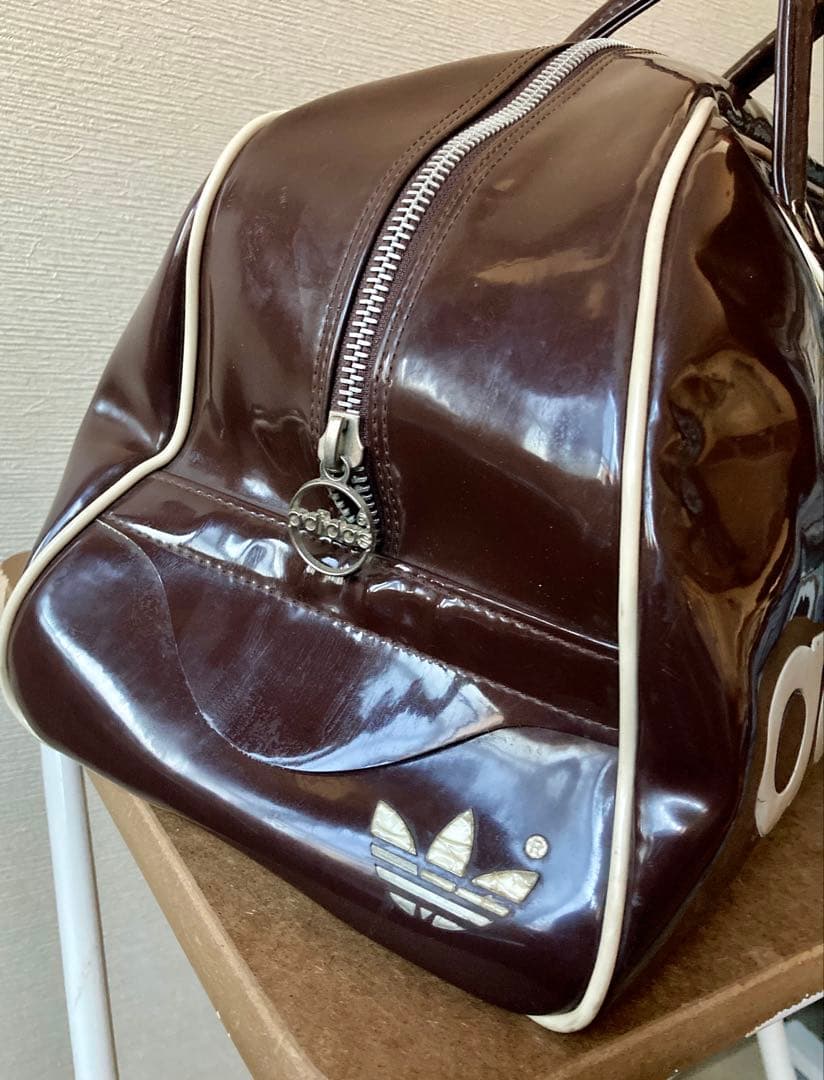 金*欠様 稀少 adidas エナメル 70's 80's 茶 ボストンバック