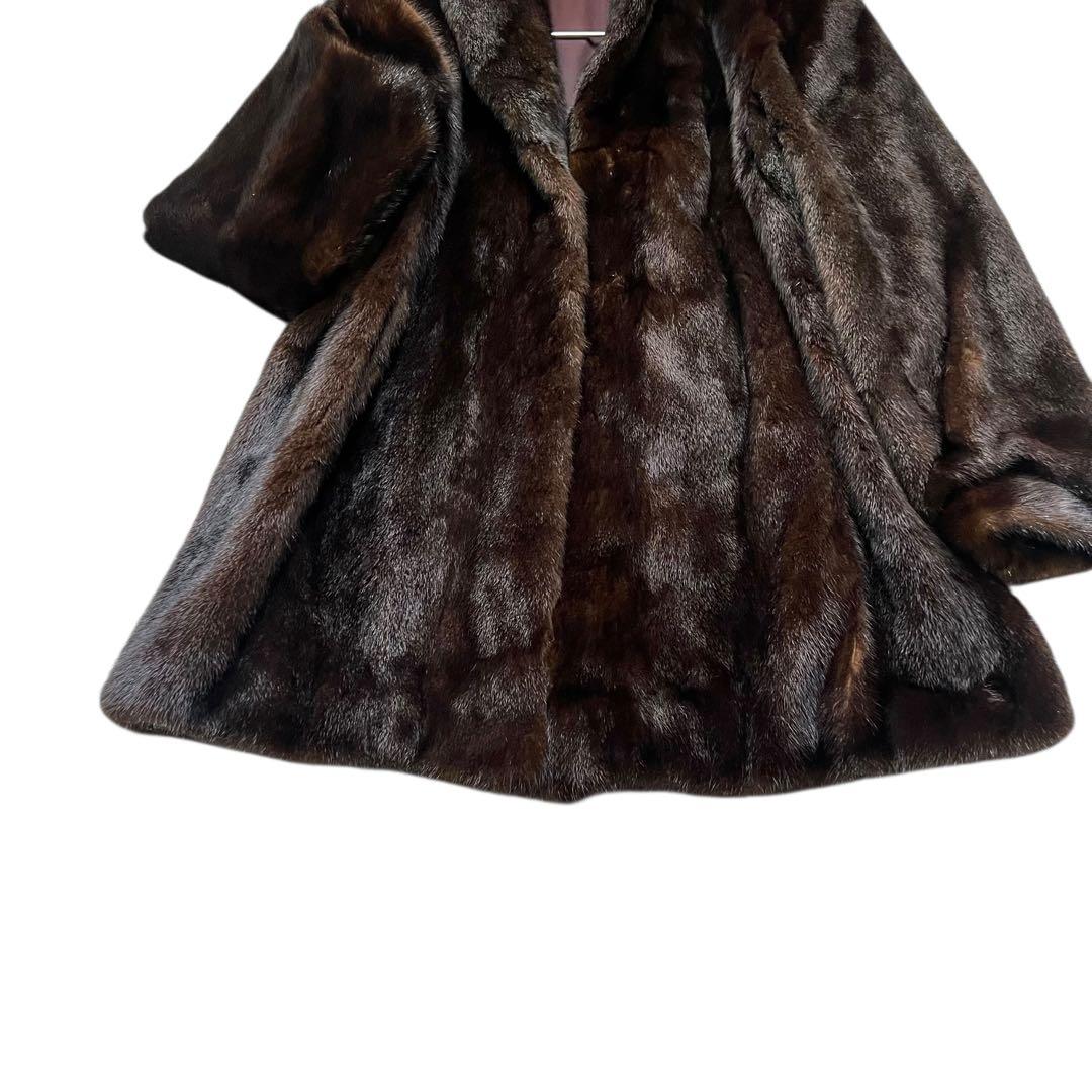 着丈80cm マホガニーミンク リアルファーコート 毛皮 毛並み◎ なめし柔らか