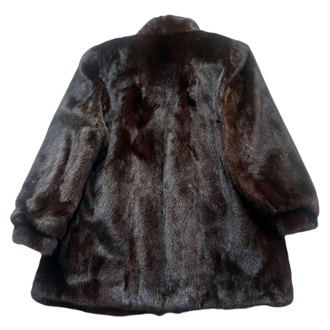 着丈80cm マホガニーミンク リアルファーコート 毛皮 毛並み◎ なめし柔らか