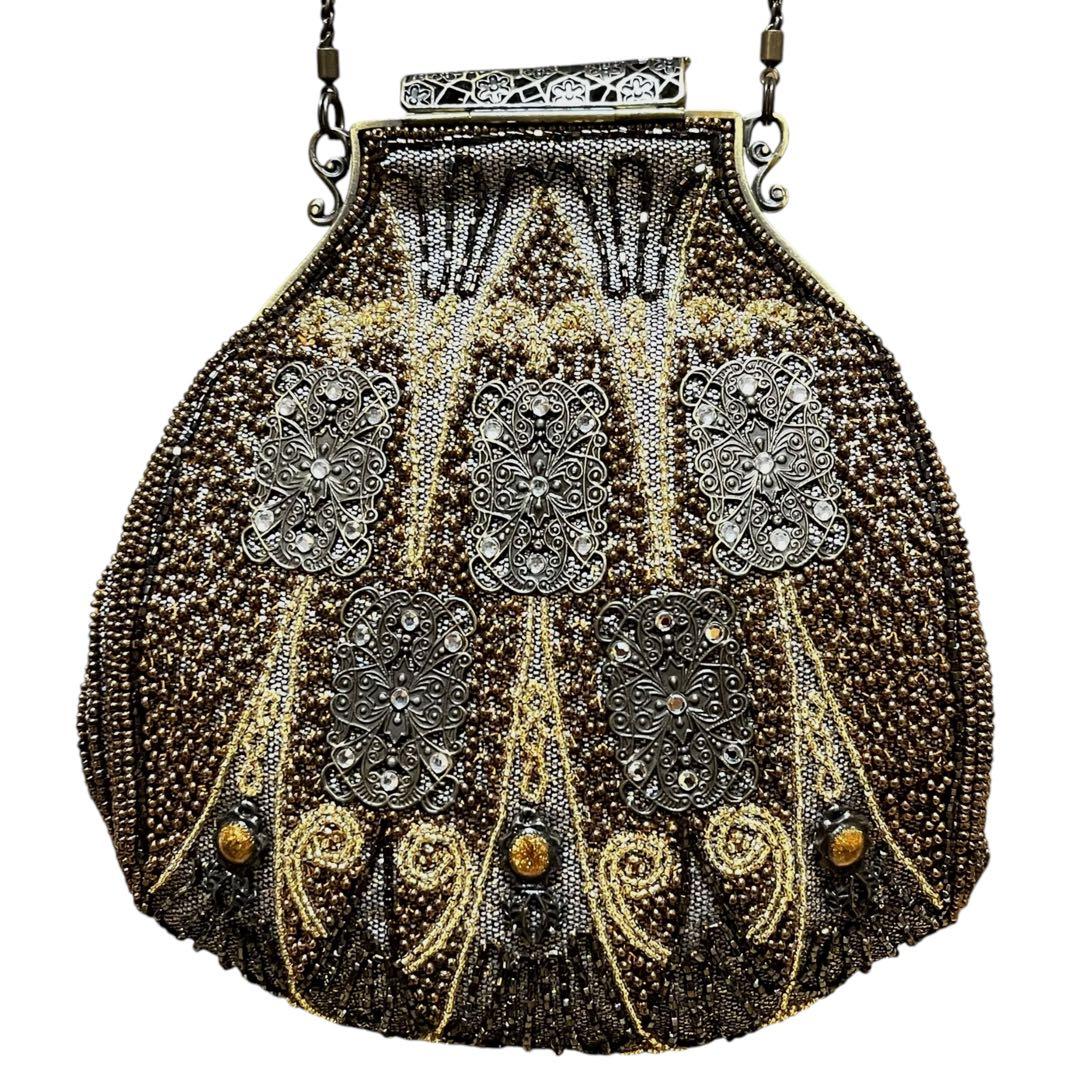 美品　ルミーはしもと　パーティバッグ　ビーズ刺繍　チェーン　皇室御用達