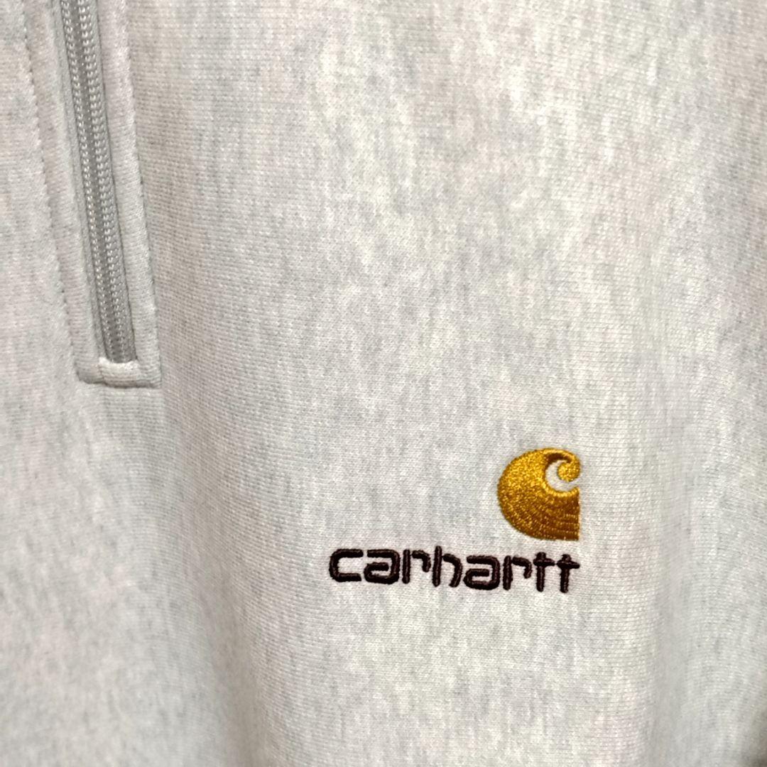 カーハート　Ｌ　ハーフジップ　アメリカン　スクリプト　スウェットシャツ　グレー