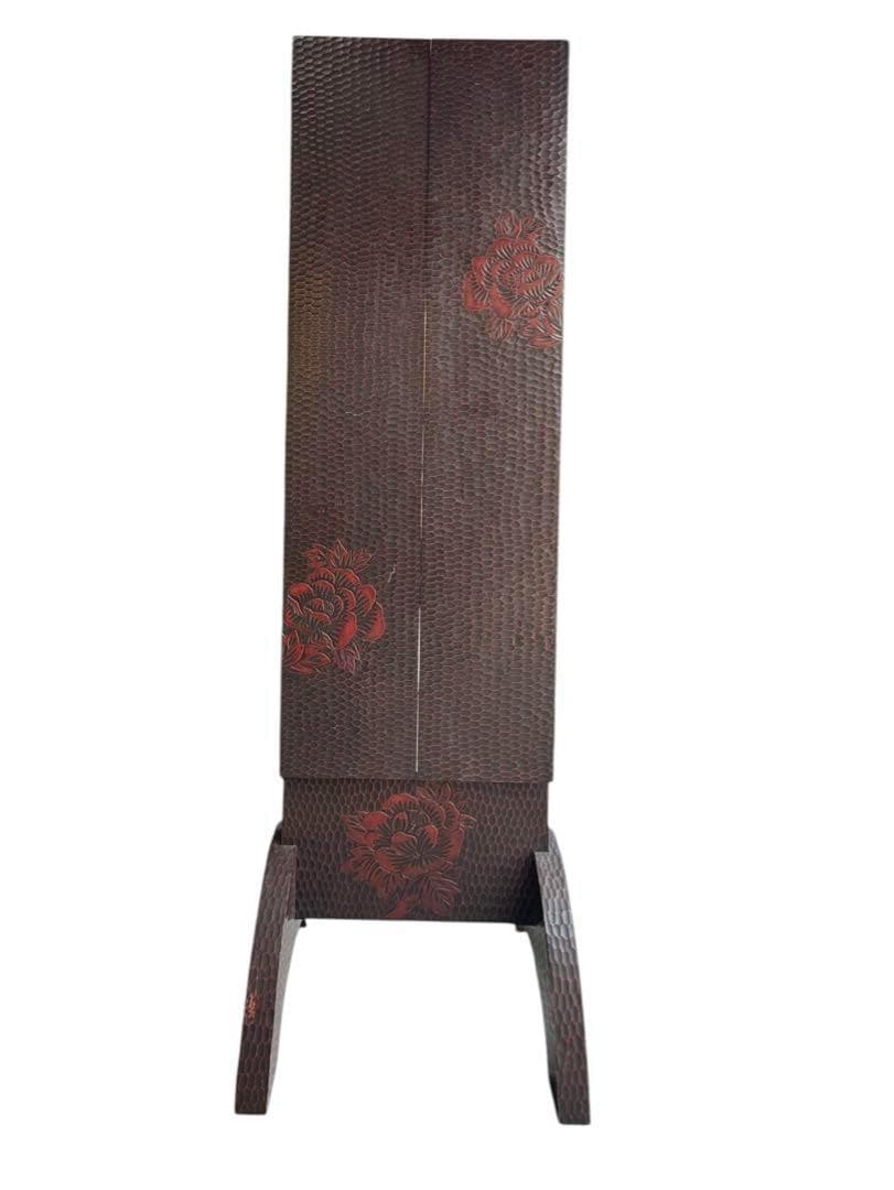 鎌倉彫 三面鏡 姿見 鏡 鎌倉彫り スタンドミラー