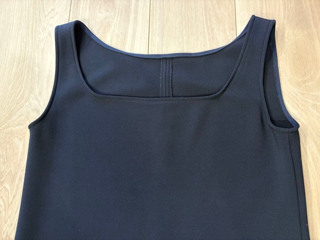 NOBLE ニットライクジョーゼットワンピースネイビー 38 25SS