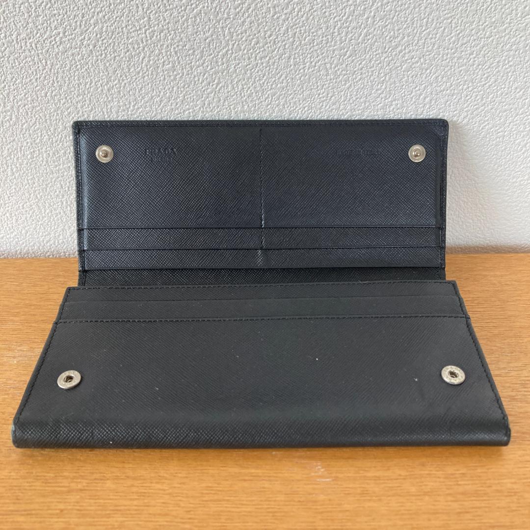 PRADA プラダ サフィアーノレザー フラップ式 長財布 ブラック