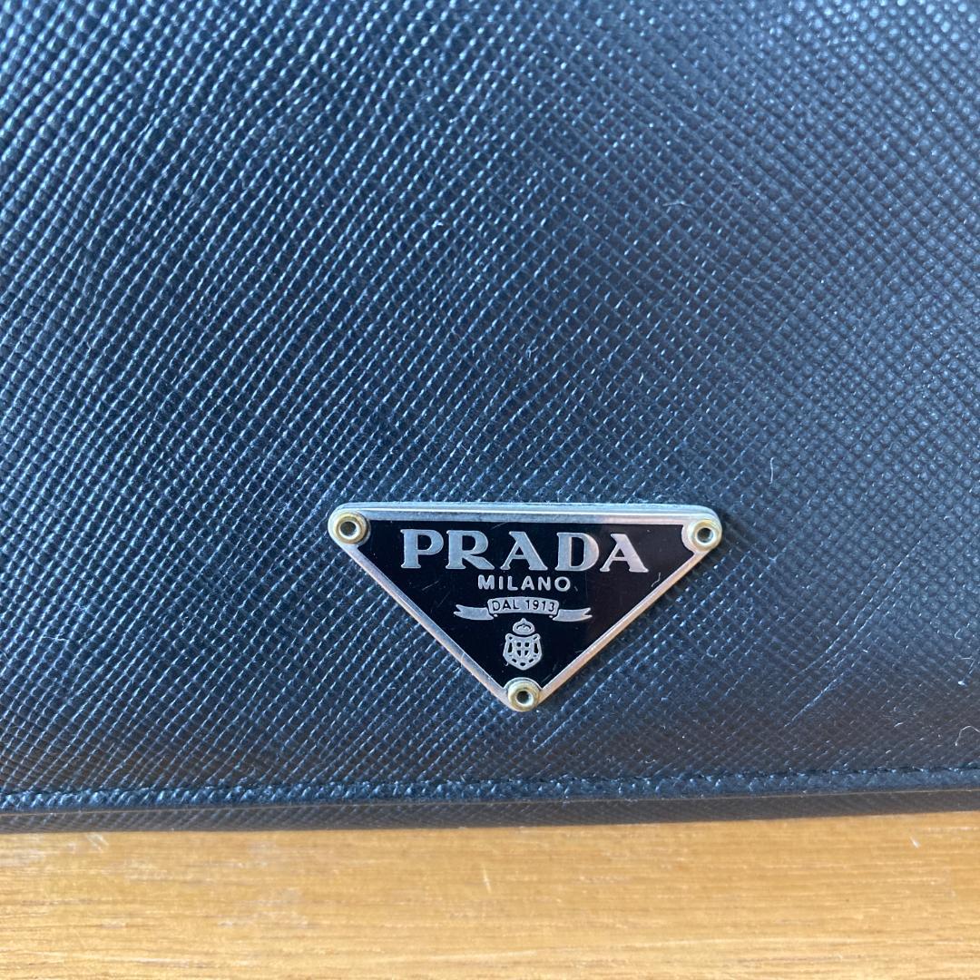 PRADA プラダ サフィアーノレザー フラップ式 長財布 ブラック