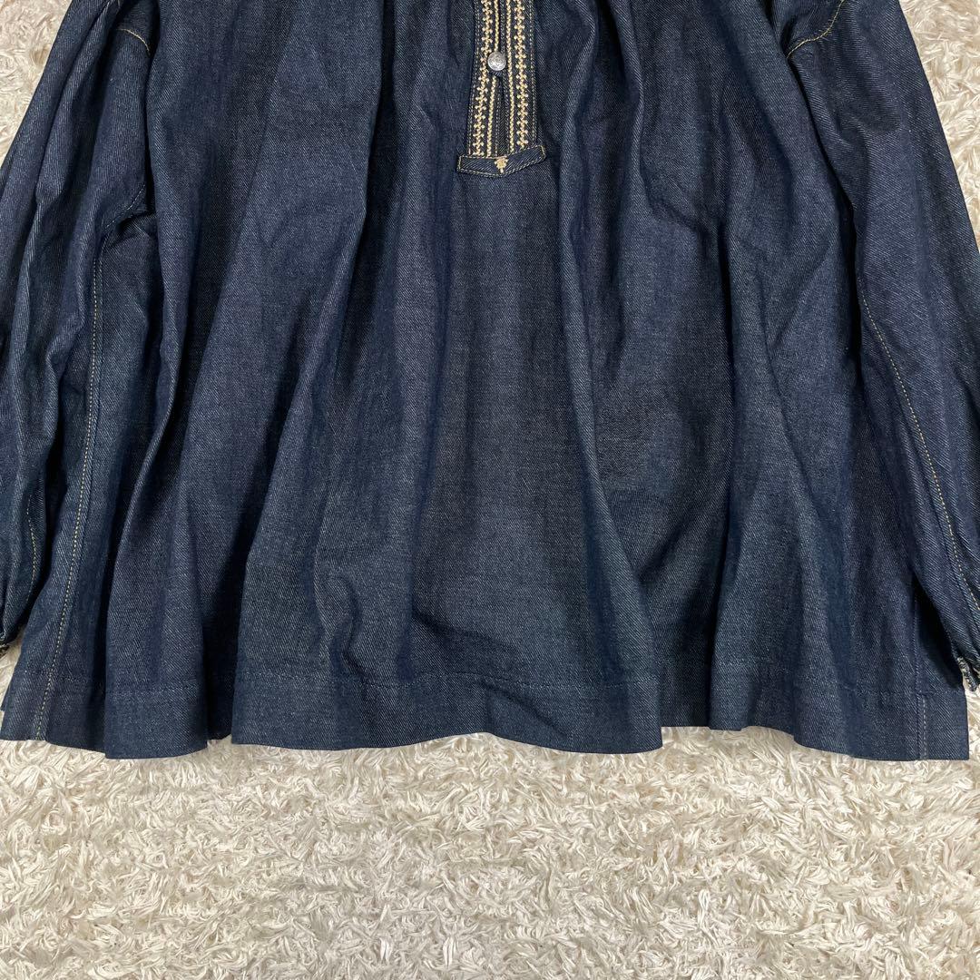 45R プチデニムのスモックブラウス デニム トップス FREE SIZE