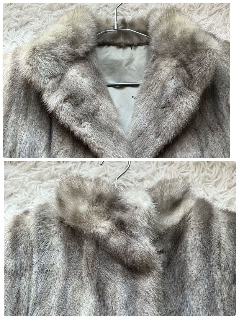 総丈70cm サファイアミンク リアルファーコート 本毛皮 毛並み◎ 色味◎