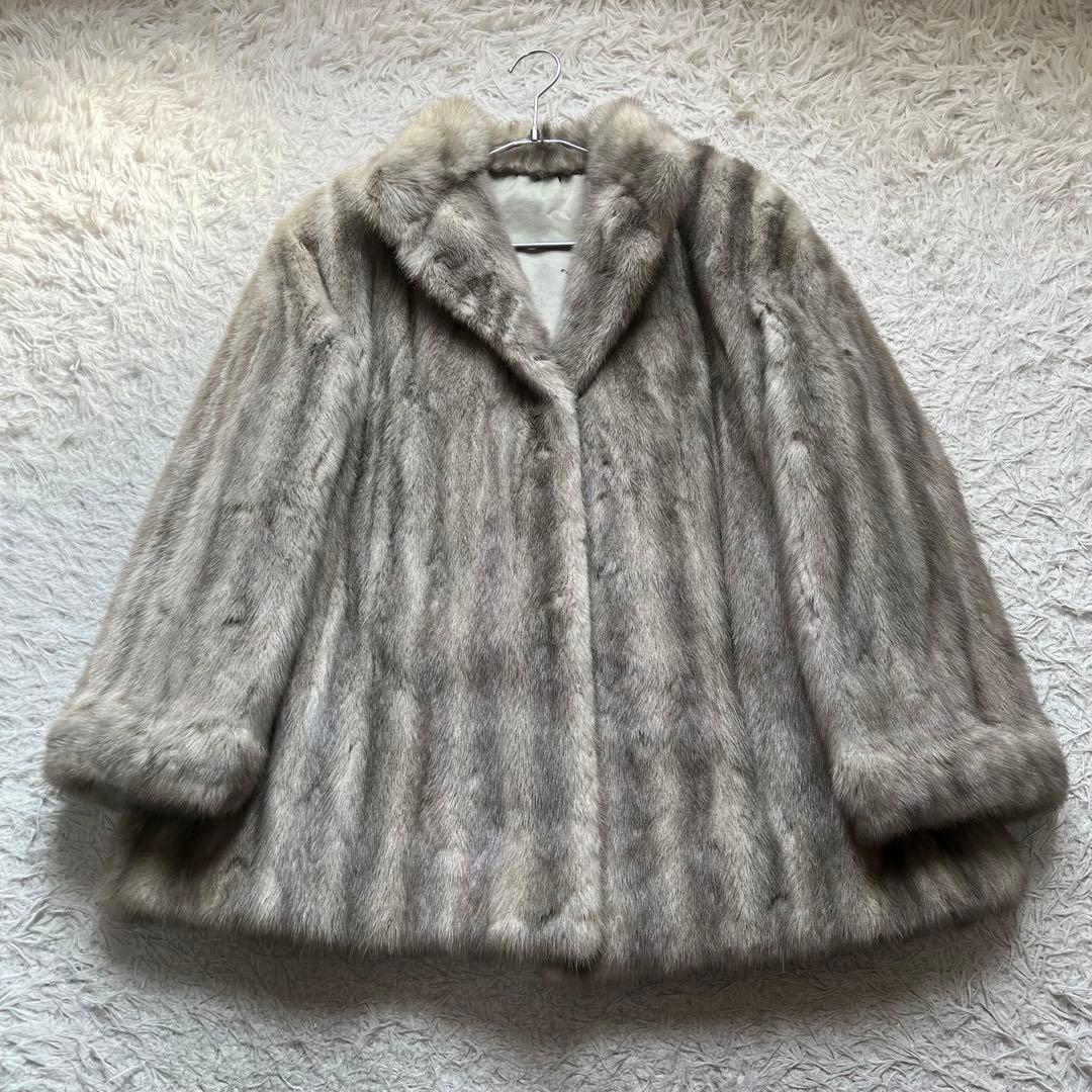 総丈70cm サファイアミンク リアルファーコート 本毛皮 毛並み◎ 色味◎