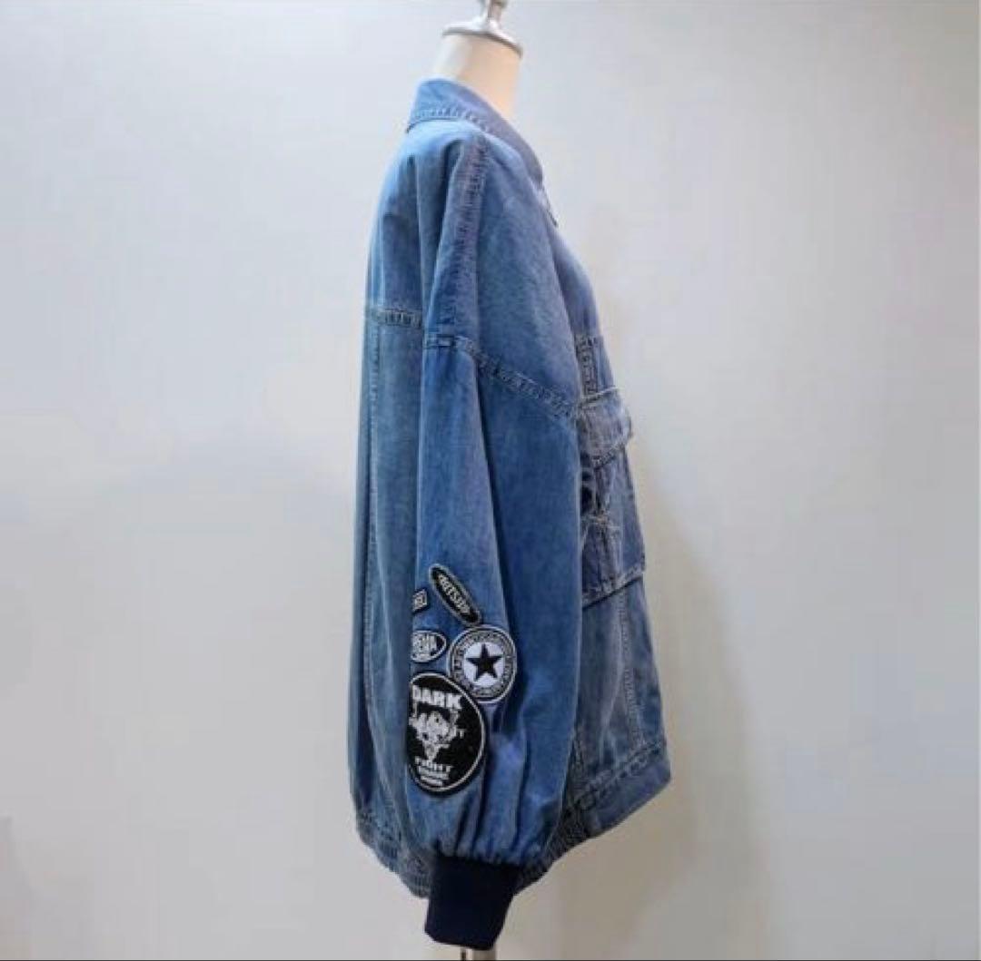 【タグ付未使用】ayane中綿キルトダンガリージャケット（袖ワッペン）