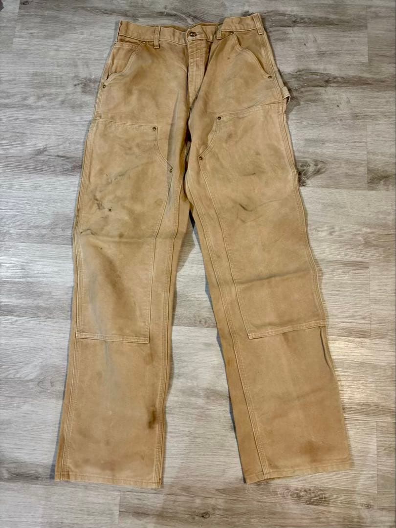 365 Carhartt ダブルニー USA製 フェード キャメル