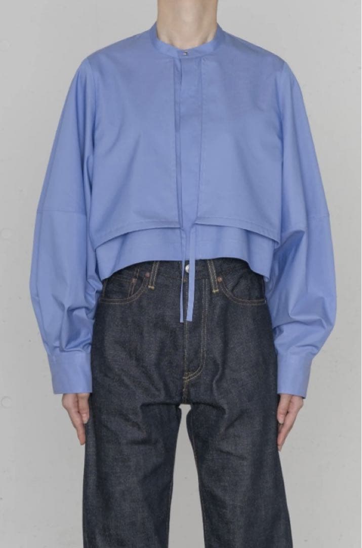 HYKE T/C BALLOON SLEEVE BLOUSE ブルー サイズ2