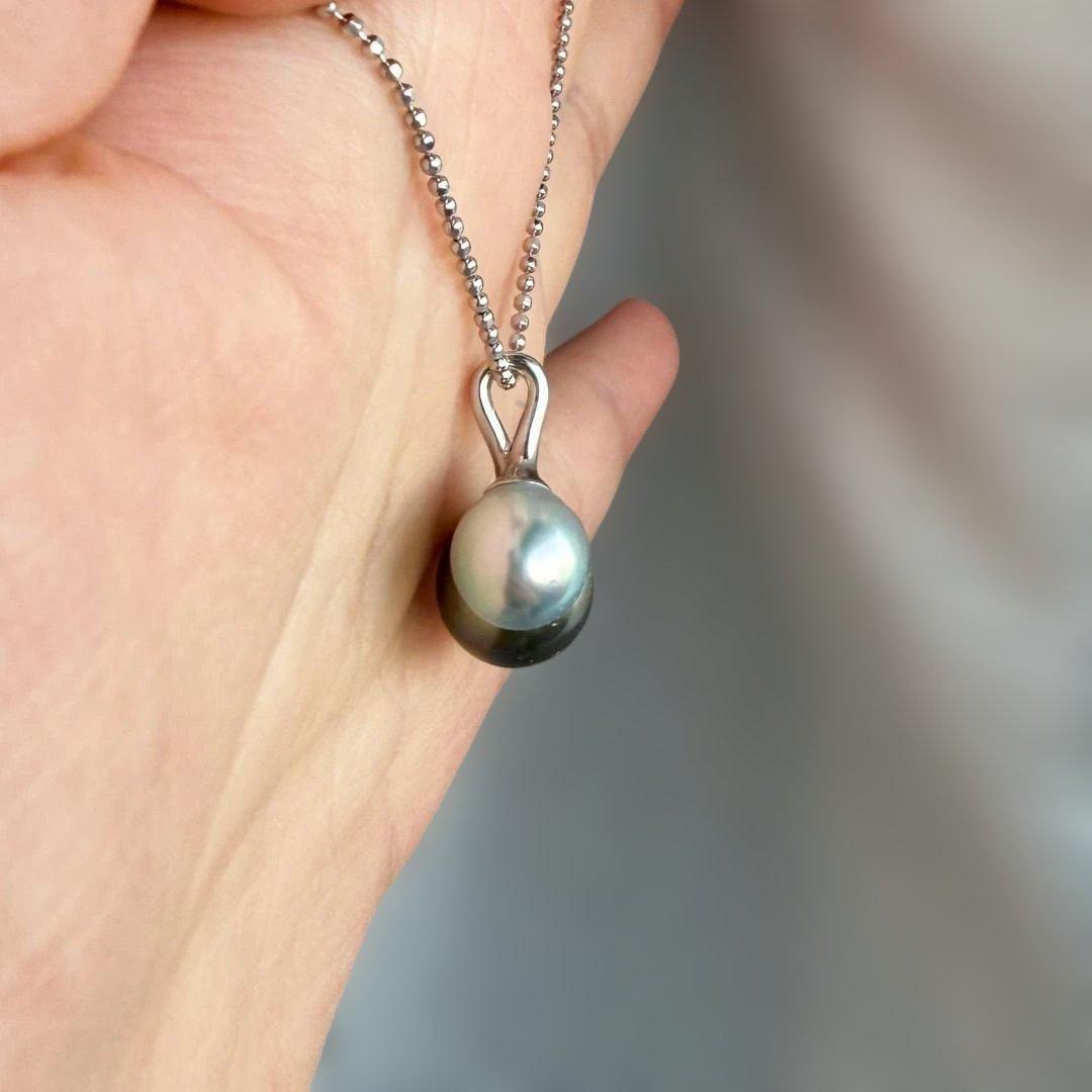 【大珠チェリー】黒蝶真珠×真多麻アコヤ 12mmアップ 揺れるS925ペンダント