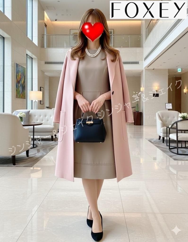 最安値 定価14万 極美品 FOXEYフォクシー シルクウールワンピ グレージュ