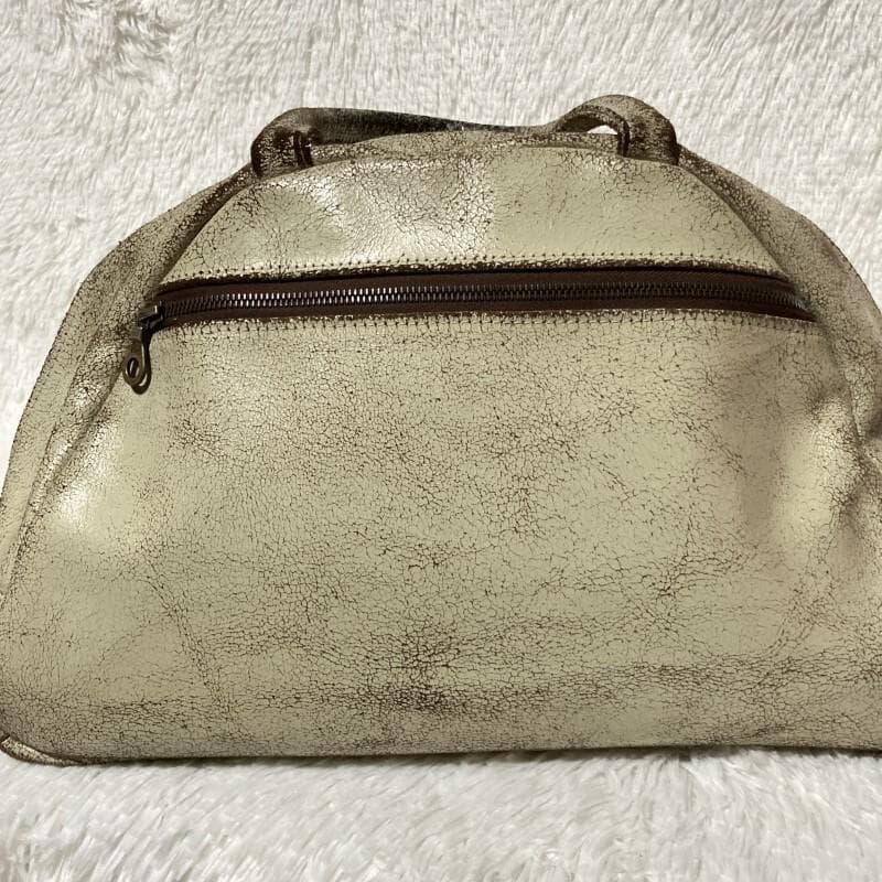 Jas M.B.★英国製★希少クラック★ボストンバッグ スモールトラベラー 白茶