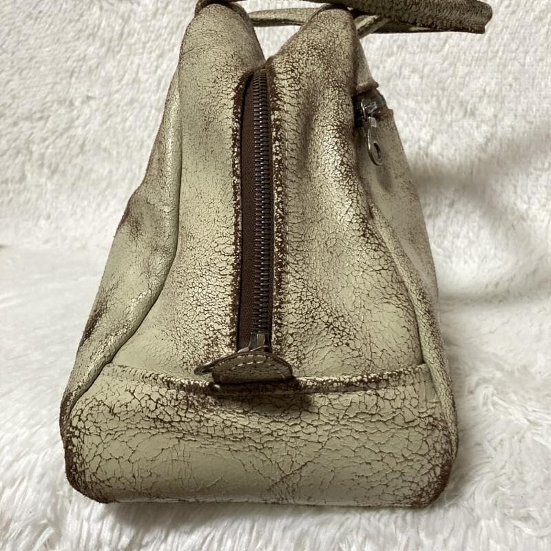 Jas M.B.★英国製★希少クラック★ボストンバッグ スモールトラベラー 白茶