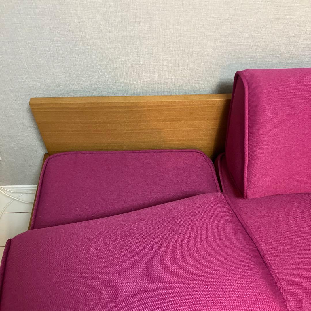 unico ALBEROパープル/ベージュカバー2種付き ソファ 3人掛け