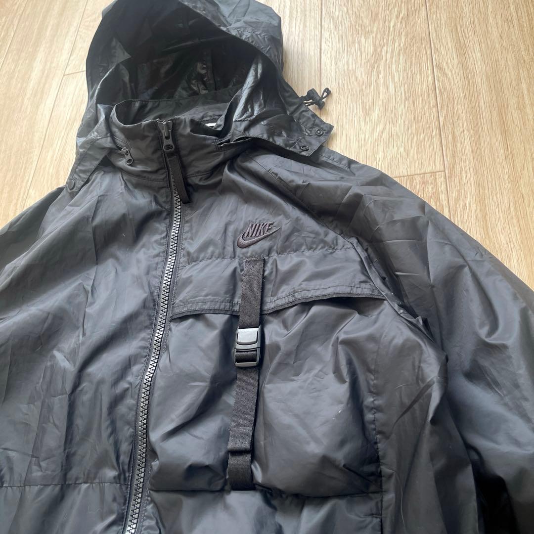 NIKE マットブラック テック系 ナイロンジャケット 短丈 シェルパーカー M