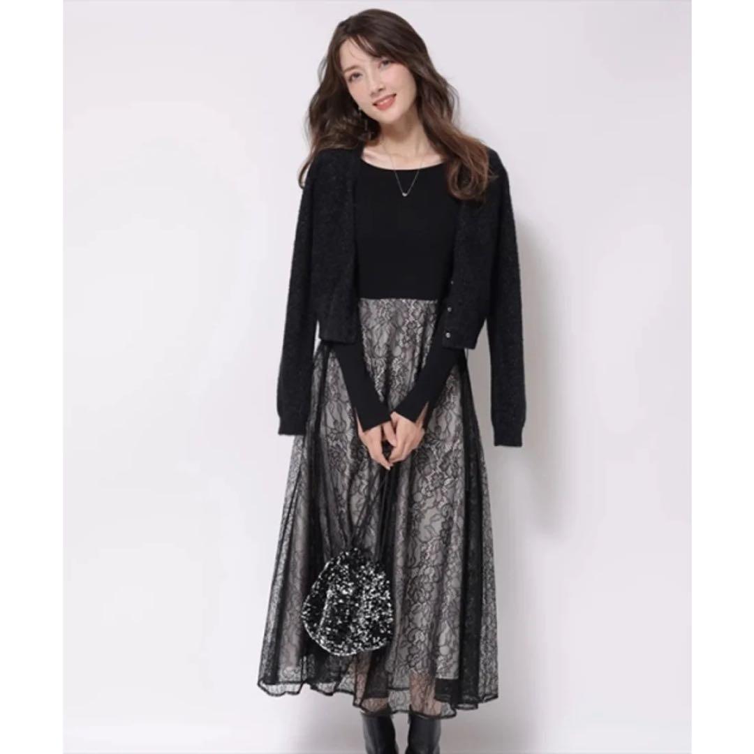 新品タグ付き★アプワイザーリッシェ ドッキングワンピース レース ブラック