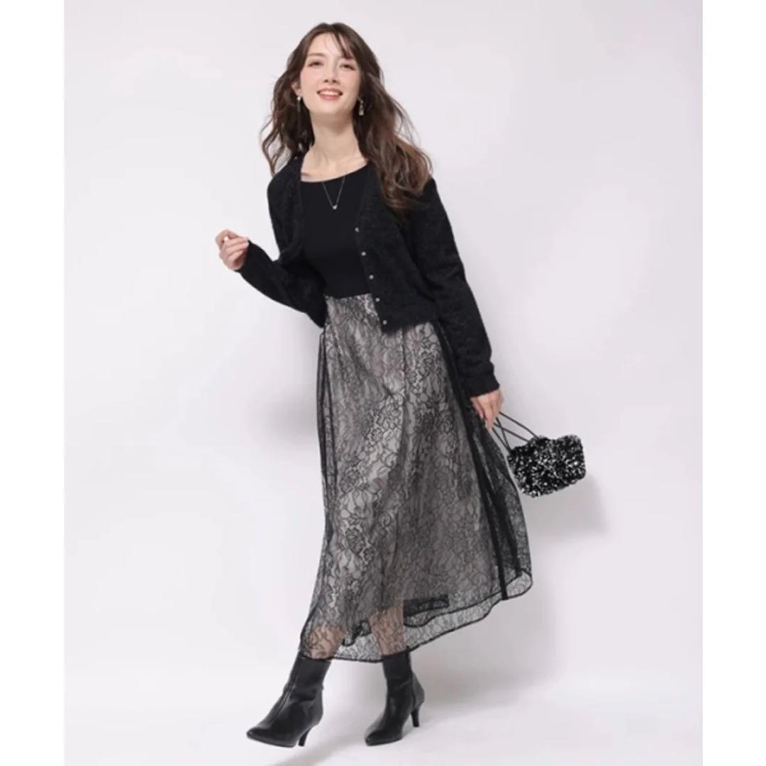 新品タグ付き★アプワイザーリッシェ ドッキングワンピース レース ブラック