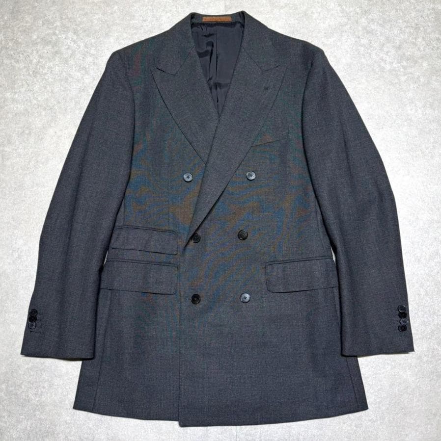 ユニバーサルランゲージ ×カノニコ グレー ダブルブレスト スーツ