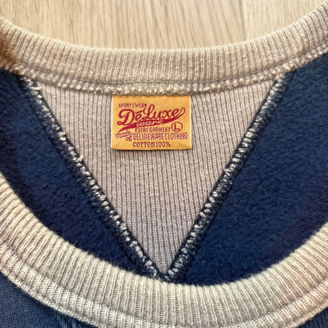 DELUXEWARE 両面プリント スウェット ネイビー アメカジ　サイズL