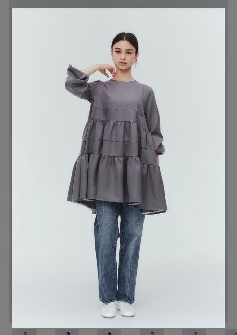 yoriヨリ⭐︎ランダムティアードショートドレス　グレー新品