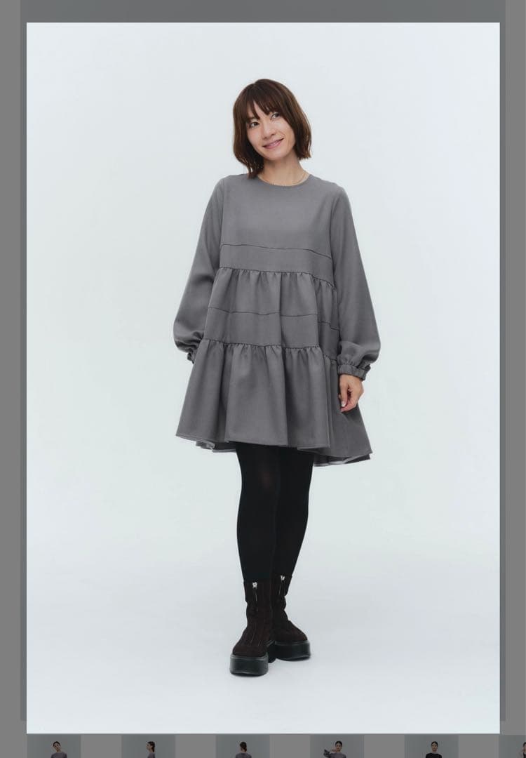 yoriヨリ⭐︎ランダムティアードショートドレス　グレー新品