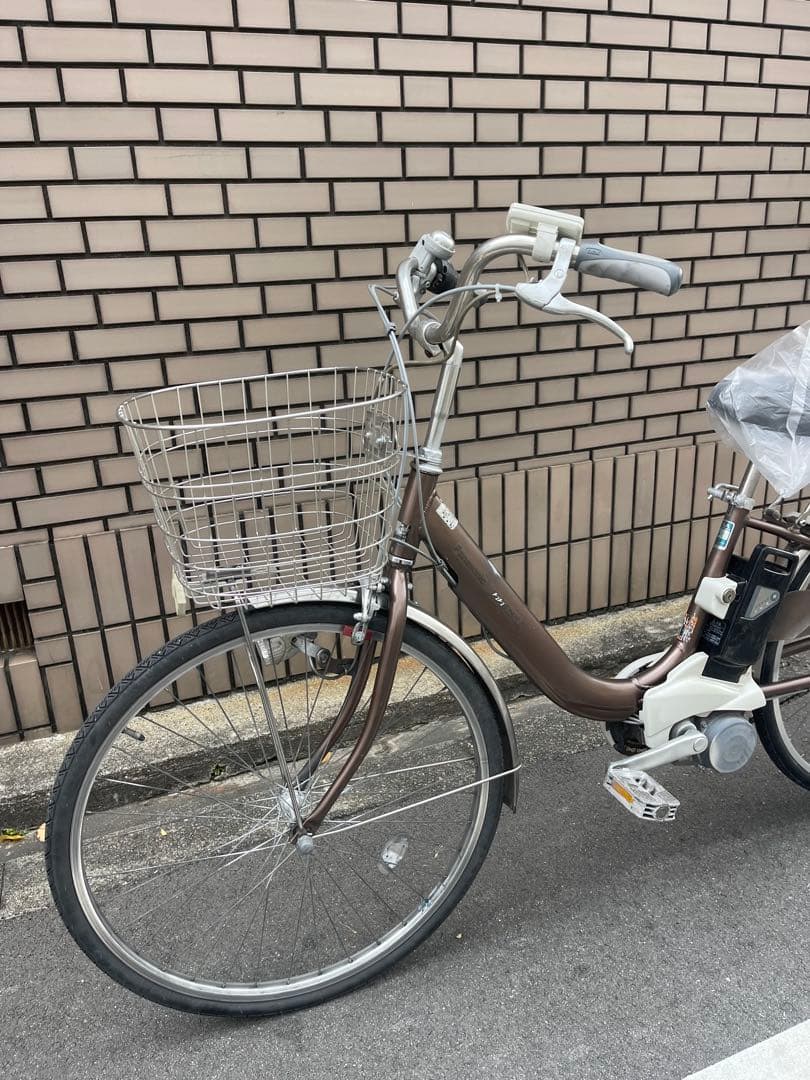 電動アシスト自転車 ブラウン 前カゴ付き